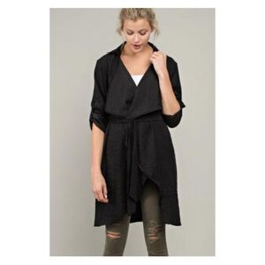 Eve Trench Cardigan Black Solid